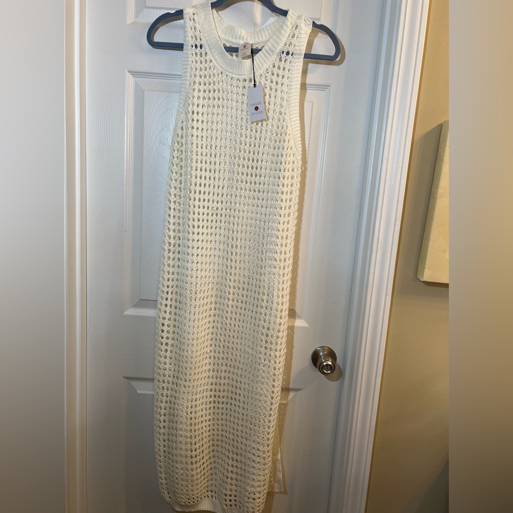 💐 NWT cream Shade & Shore crochet long coverup size xlarge